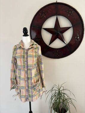 LIZ LISA Vintage Y2K Kawaii Plaid Jacket in Yellow, Pink, Green, Lavender Sz S